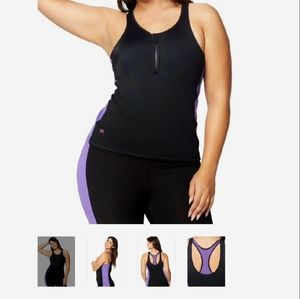 Ruby Ribbon Zip Front Sport Tank - Black/Lilac 44